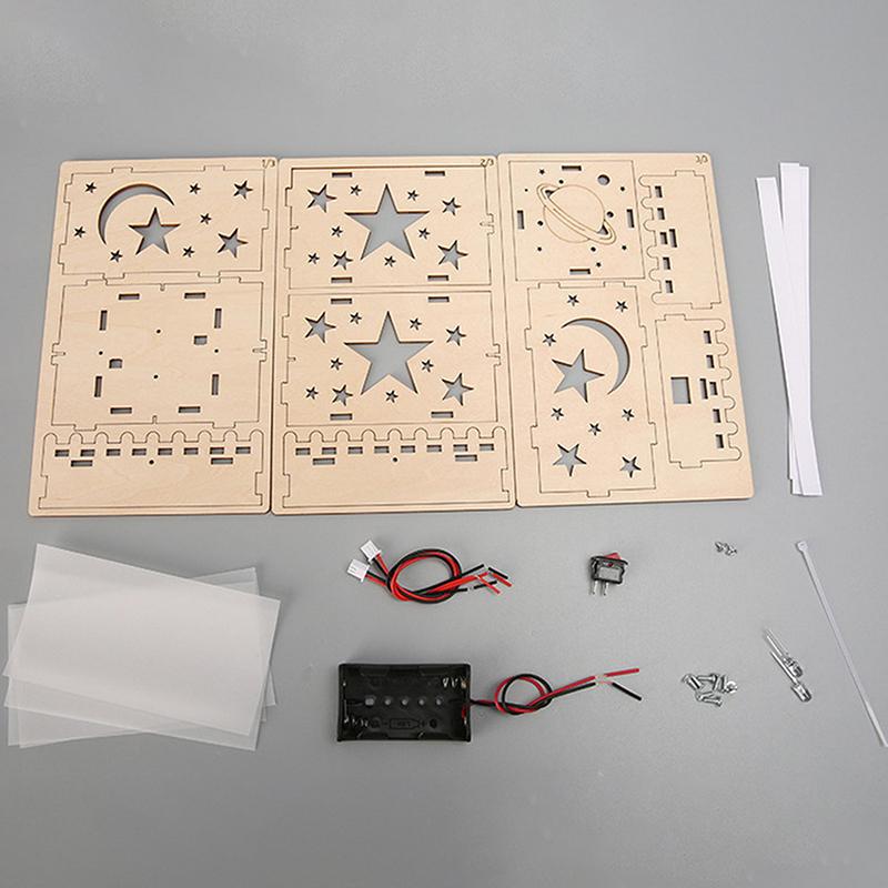 Wood Colorful Star Lights Kits Diy Science Building Projects 3D Wooden Puzzles Assembly Model Set Educational Toys For Boy Girl