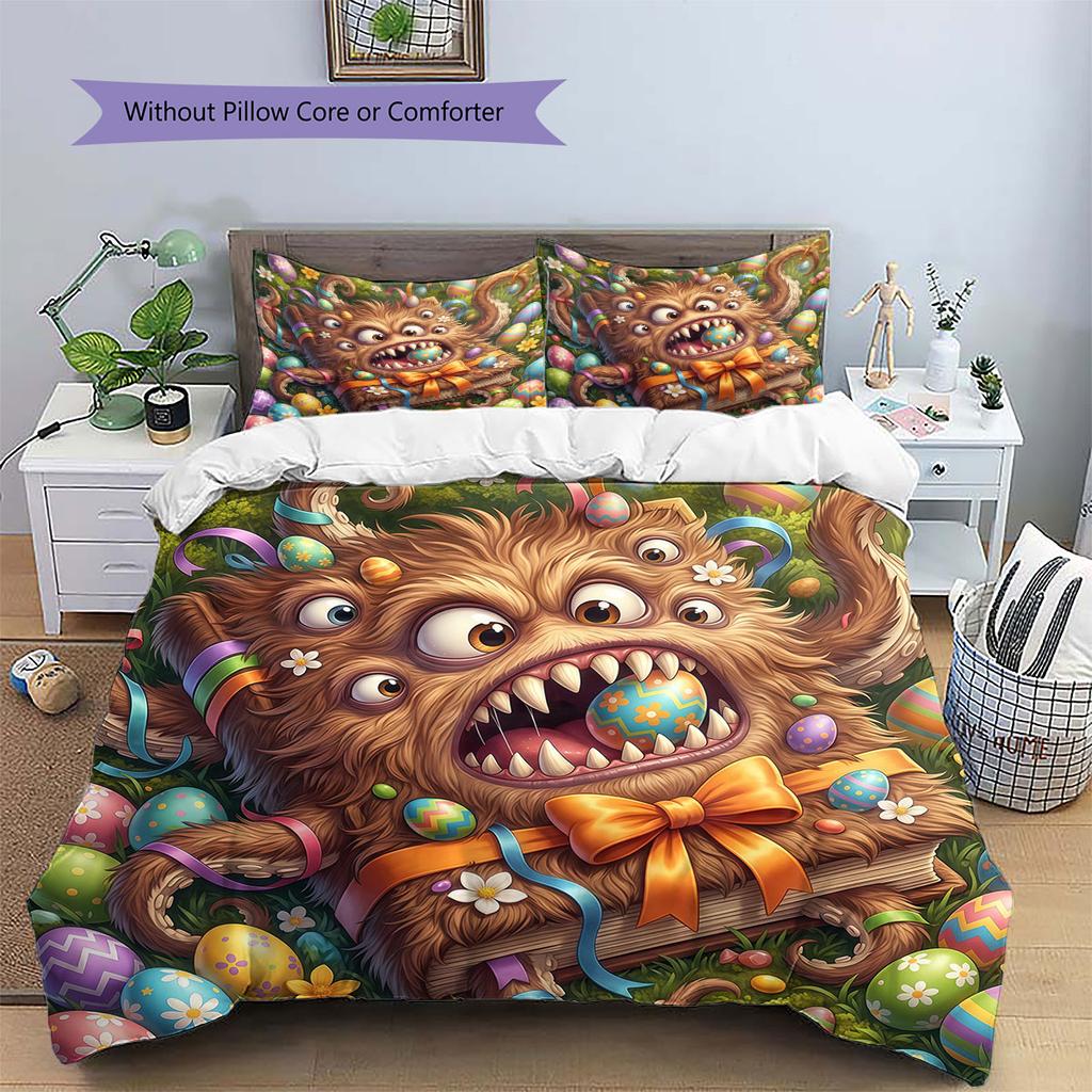 Magical Easter Egg Pattern Bedding Quilt Set Quilt Cover Pillowcase Home Decoration Birthday Gift (1 * Duvet Cover + 2 * Pillowcase, Without Core)