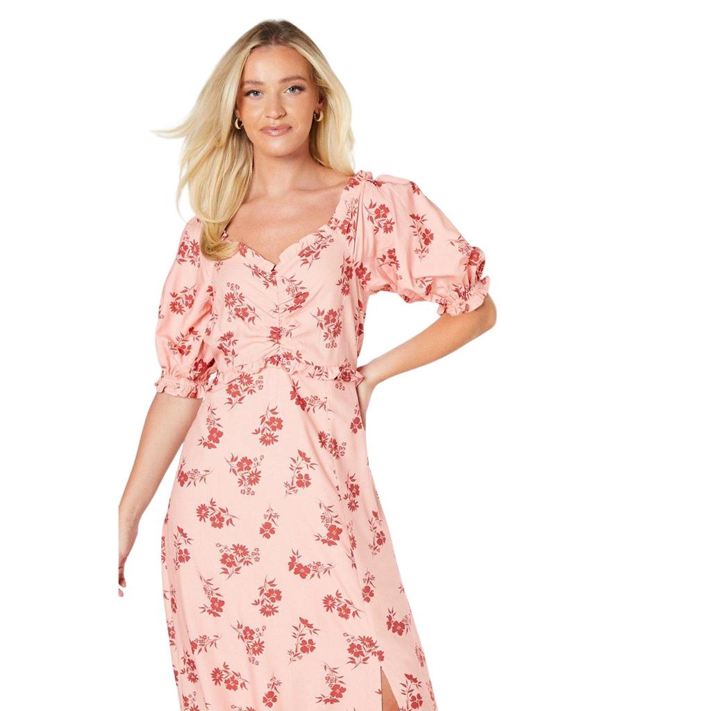 Dorothy Perkins Damklänning/Damklänning Midi med blommigt tryck och puffärm