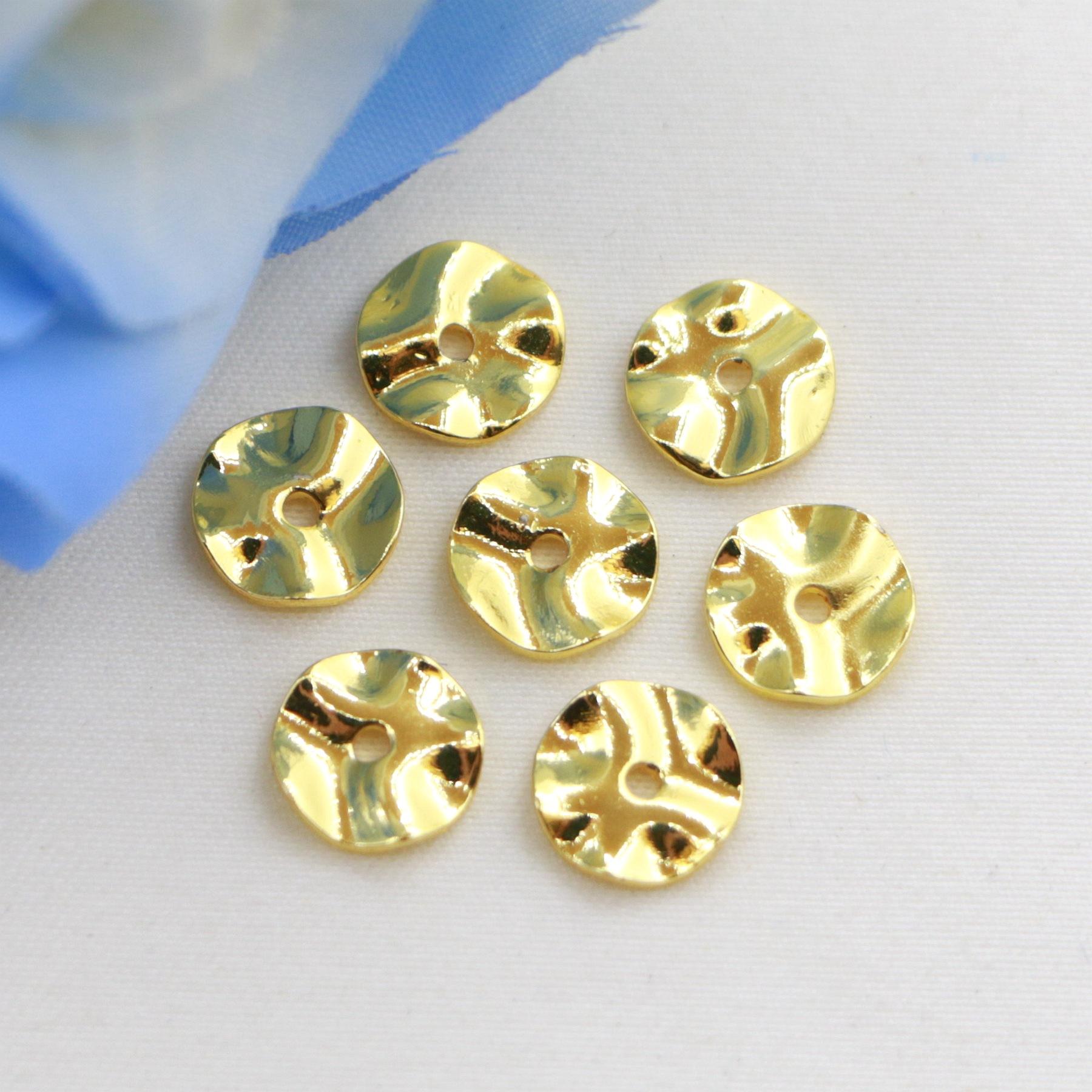 Gold Water Ripple Spacer Beads Geometric Fashion Pattern Copper Round Cushion Beads Handmade Jewelry Bracelet Jewelry Findings 4mm(1 bag / 100 pcs)