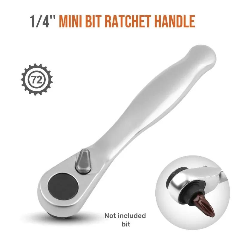 

Mini Ratchet Wrench 1/4 Drive Ratchet Handle 72 Teeth Quick Release Socket Spanner Screwdriver Bit Hand Tool Wrench Repair Tools