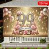 2D Pink Floral 99th Birthday Backdrop, Luxury Celebration Photo Booth Decor