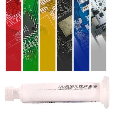 Yüksek Yapışma UV Işınla Kürlenen Lehim Maskesi Macunu Lehim Direnci Mürekkebi PCB Üretimi Tamiri İçin Aşındırıcıyı Önler