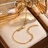 Stainless Steel Three White Zirconia Bracelet Flat Rolo Chain for Women Gold Color Adjustable Engagement Party Trendy Jewelry