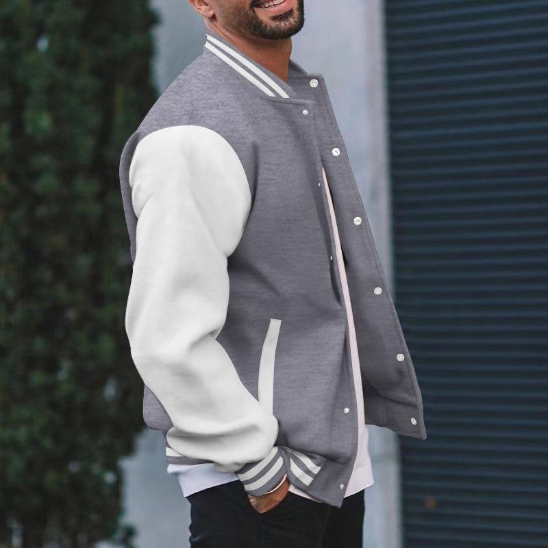 Pánská ležérní baseballová bunda s barevným blokováním, topy, letecká bunda, Evropa a Spojené státy, bunda