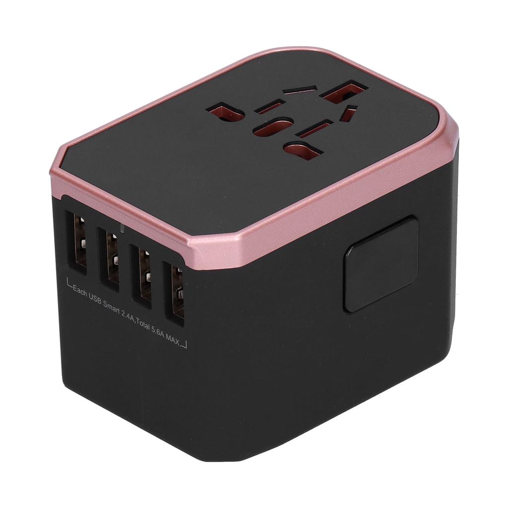 Mezinárodní cestovní adaptér s 4 USB porty a portem TypeC pro CN (Růžový )