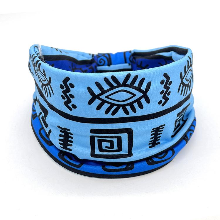 European American Women's Hair Band African Print Pattern Wide Edge Elastic Knot Sports Yoga Headband Women's Headwear Hair
