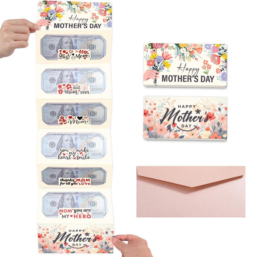 Flower Pattern Money Festival Card Surprise Mother's Day Cash Holder Festival Money Box For Mother