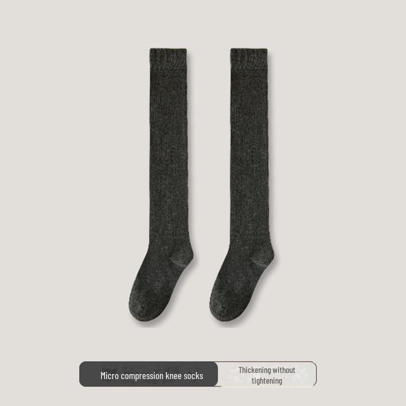 Chaussettes montantes au-dessus du genou pour femmes, automne et hiver, antidérapantes, amincissantes, style japonais, coton uni.