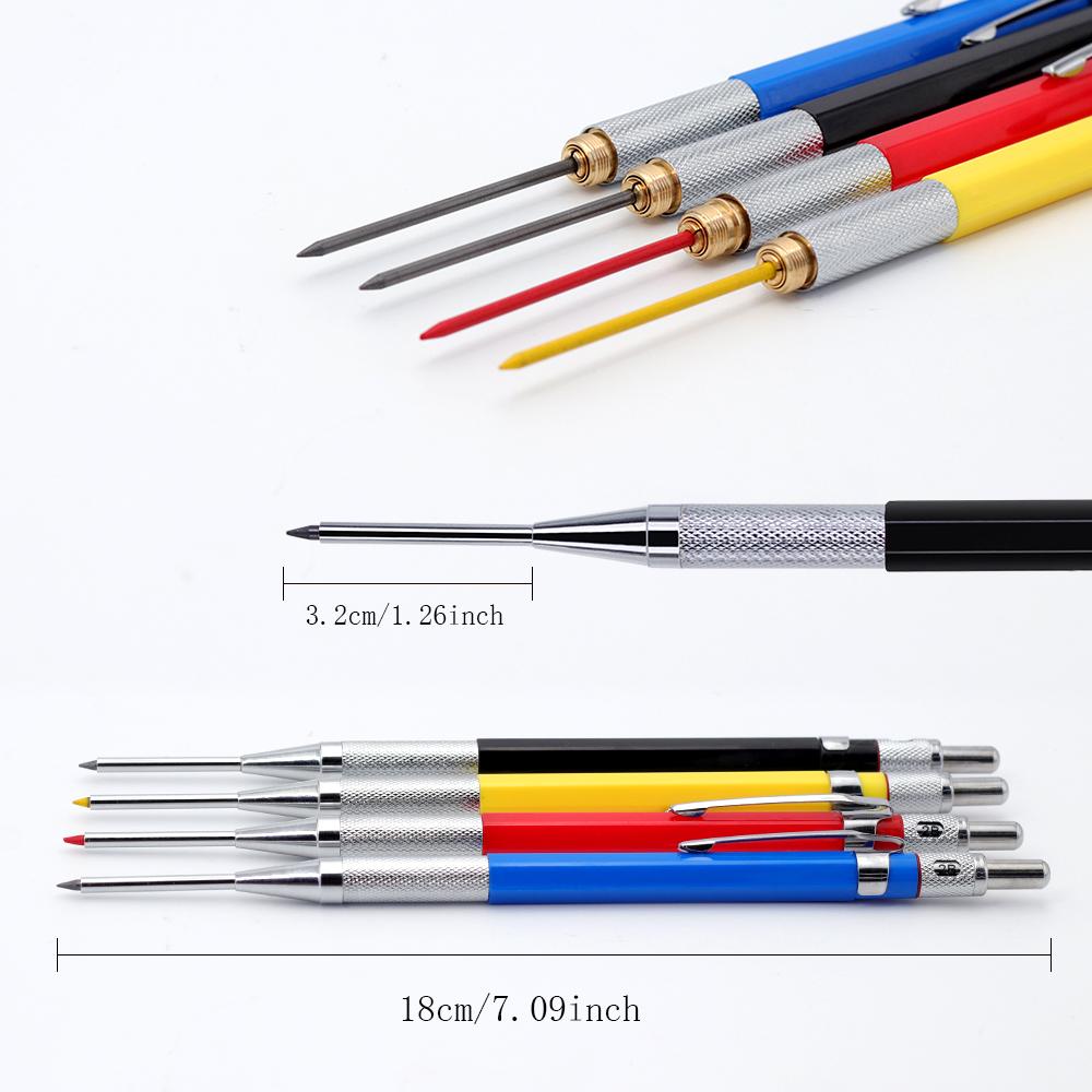 2.0mm Blue Black Red Yellow Long Headed Woodworking Automatic Pencil 2B Lead Deep Hole Marking Architectural Drawing Marker Pen