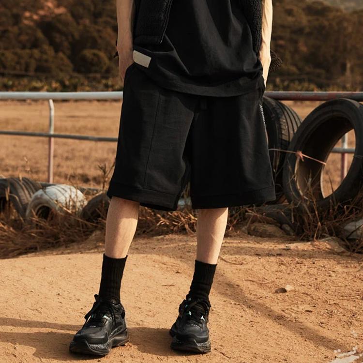 Li Ning CF Su Embroidered Letter Loose Drawstring Casual Shorts Men shorts Black AKSR669-2