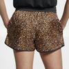 Nike Womens Training Series Logo Leopard Print Drawstring Moisture-Wicking Breathable Sports Shorts Women Shorts Brown CD3686-754