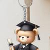 Graduation Bear Keychain Pendant 2D Acrylic Car Key Pendant Commemorative Graduation Keepsake Gift