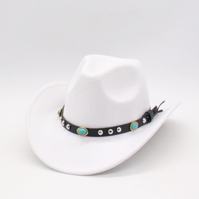 Ethnic Style Cowboy Hat With Brass Rivets For Winter Men Women