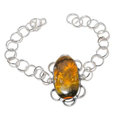 Natürlicher Hummeljaspis Edelstein 925 Sterlingsilber Armband 7-8" N1I59