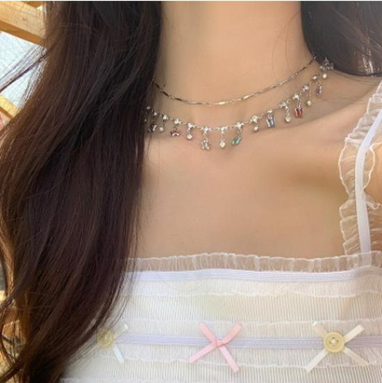Dopamine Necklace: Candy-Colored Beaded Clavicle Design for Women - Sweet & Cool Internet Celebrity Jewelry