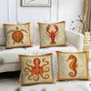 Vintage Sea Creatures Cushion Cover Pillow Case Short Plush Square Throw Pillow Covers Pillowcase Sofa Home Decor Gift