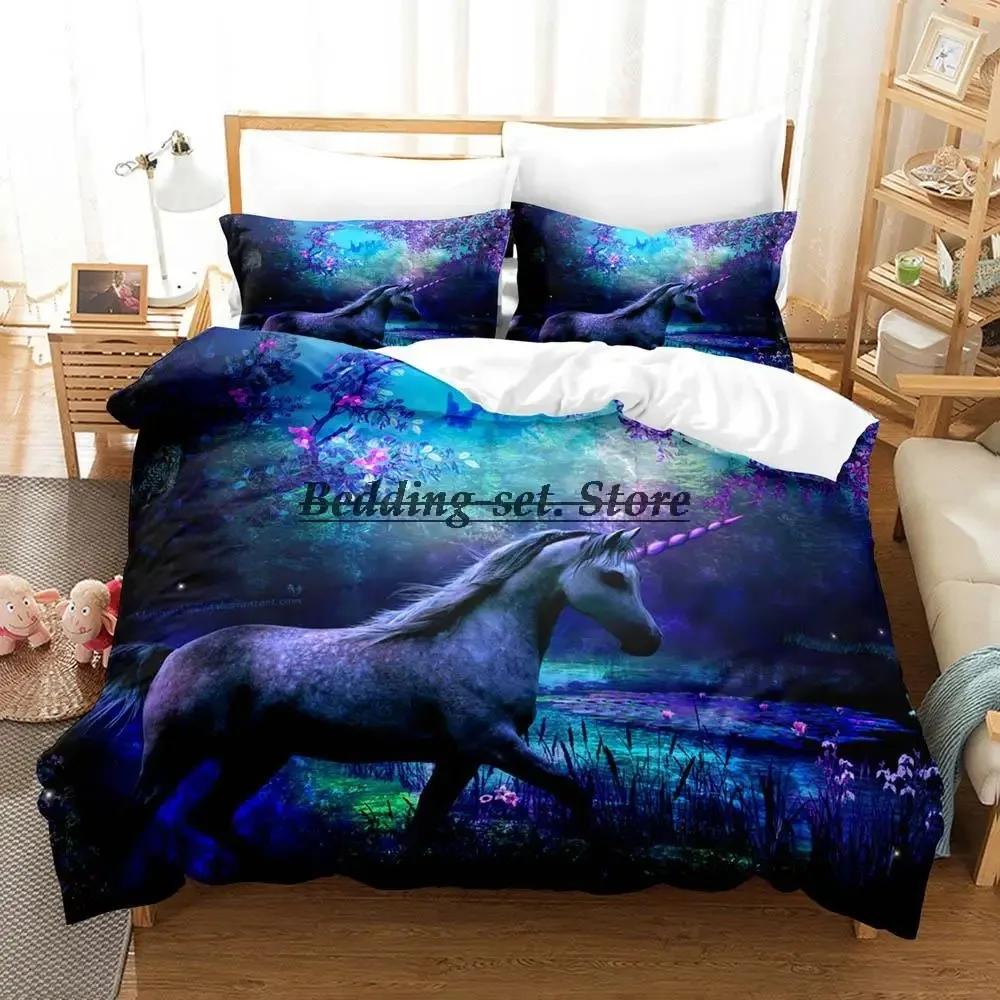 Regenbogen Pferd Einzelhorn Bettwäsche Set Einzel Twin Full Queen King Size Bett Set Aldult Kid Schlafzimmer Duvetcover Sets Bettlaken Set