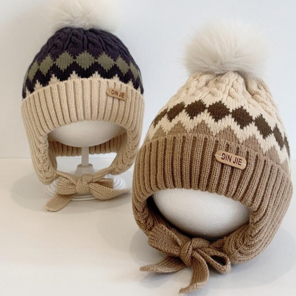 

Warm Kids Earmuffs Cap 2-5 Year Baby Baby Ear Protection Hat Cute Baby Knitted Hat Autumn Winter Kakhi Beige