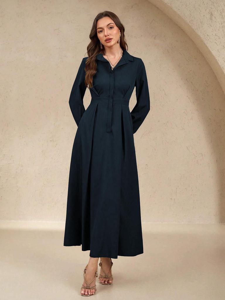 Elegant Long Sleeve Autumn/Winter Maxi Dress with Big Swing Skirt