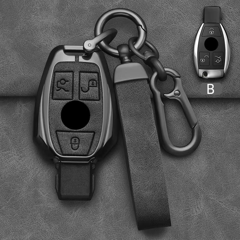 

2025 Hot Car Sticker Alloy Style Car Key Case Cover Shell Fob For Mercedes Benz A B C E G Class C200 C300 E350 W205 E260L GLK A4