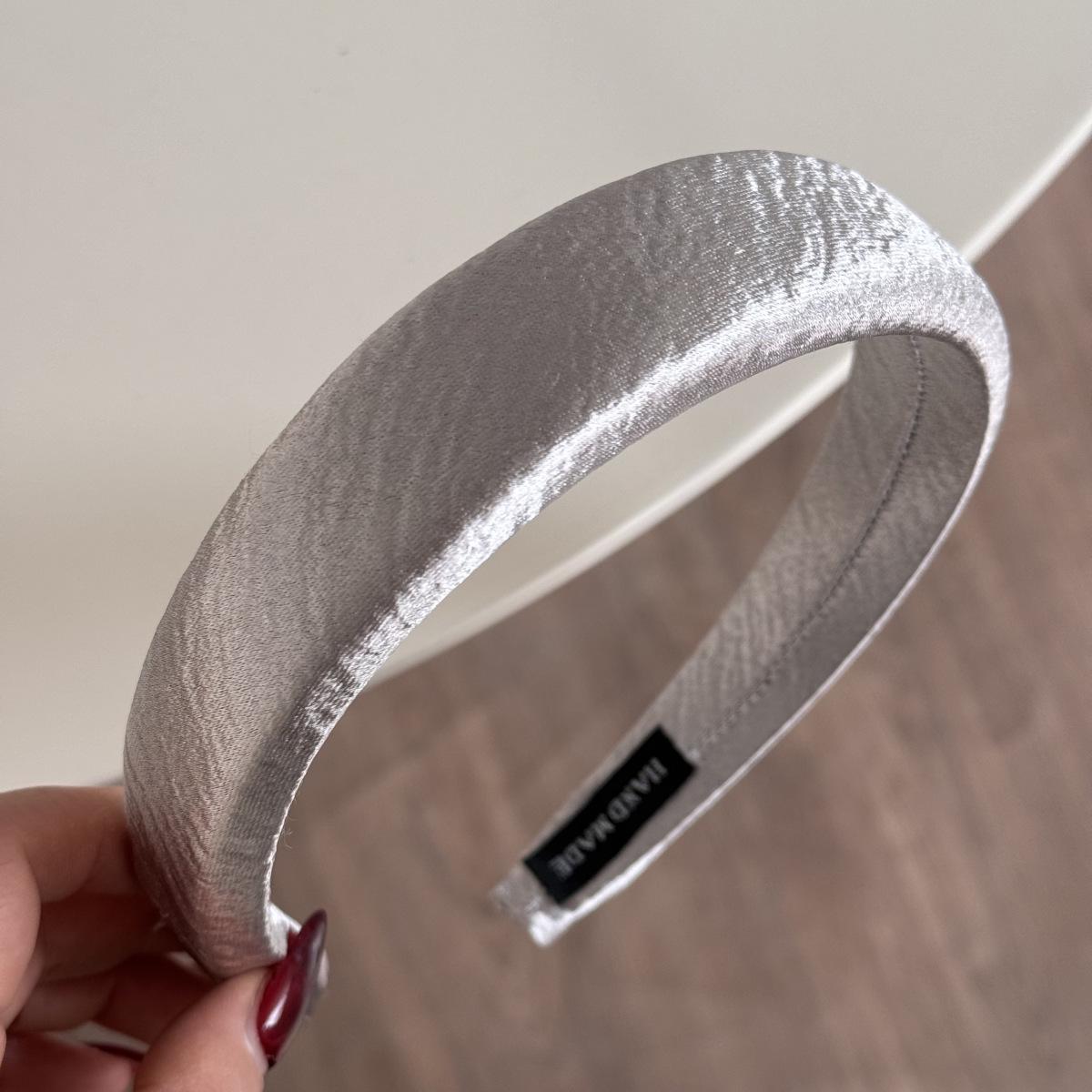 Серебристый Блеск Винтажный Квадратный Шарф Бант для Волос с Кружевным Краем и Текстурированным Узором