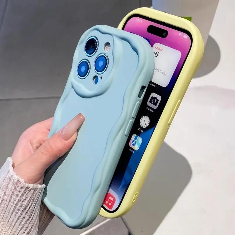Fine hole candy cream soft silicon case for iPhone 11 12 13 14 15 XR XS Pro Max Plus full anti fall protection phone cover woman