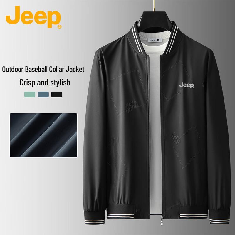 

JEEP Men s Spring Autumn Baseball Collar Bomber Jacket L