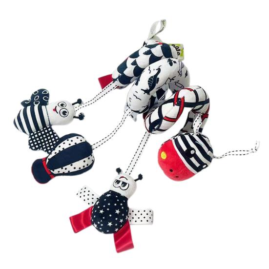 Baby Spiral Plush Toy with Teether Ring Fox Giraffe Bird Beetle Caterpillar Donkey