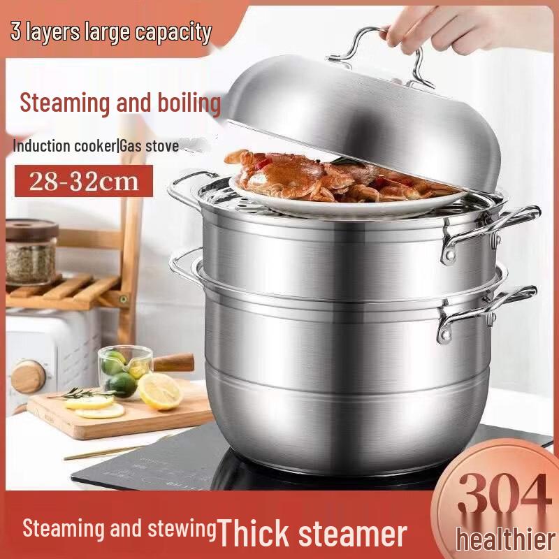 

Пароварка Wutuo из нержавеющей стали, 3-ярусная, 30 см