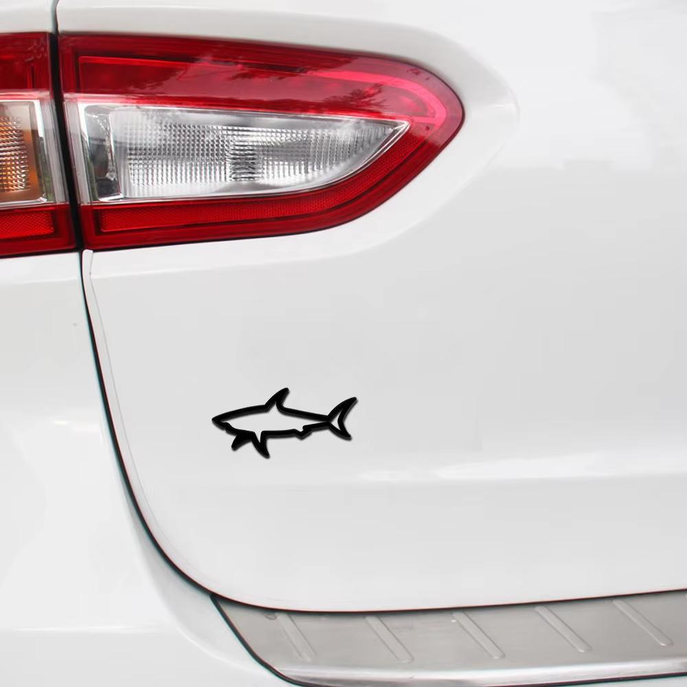 3D Premium Hollow Fish Shark Hood Fender trunk Rear Bonnet Nameplate Decal Emblem Badge Sticker for Motorcycle Computer Fuel Cap