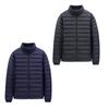Yousheng Men Cotton Coat Stand-Up Collar Long Sleeve Solid Color Quilted Jacket with Pockets Winter Lightweight Short Outwear