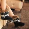 Women's Mid Calf  Fur Snow Boots Winter Rubber Sole Round Toe Ankle Covering Pure Color Booties