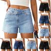 Dames gekleurde jeans, stretch, slim fit, distressed denim shorts