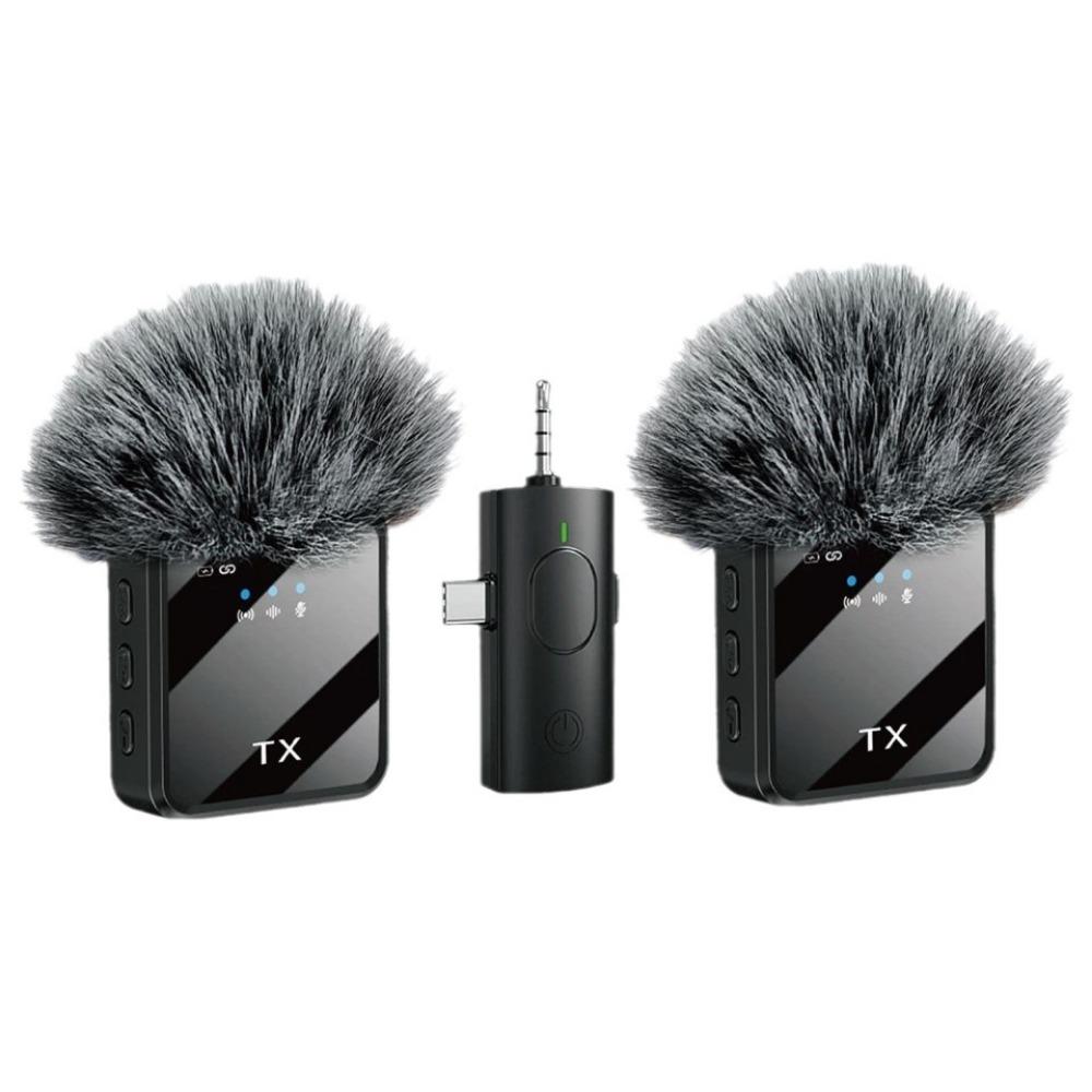 1SET New Collar Clip Microphone Three-in-one Wireless Microphone Short Video Shooting Mobile Phone Noise Reduction Live Microphone