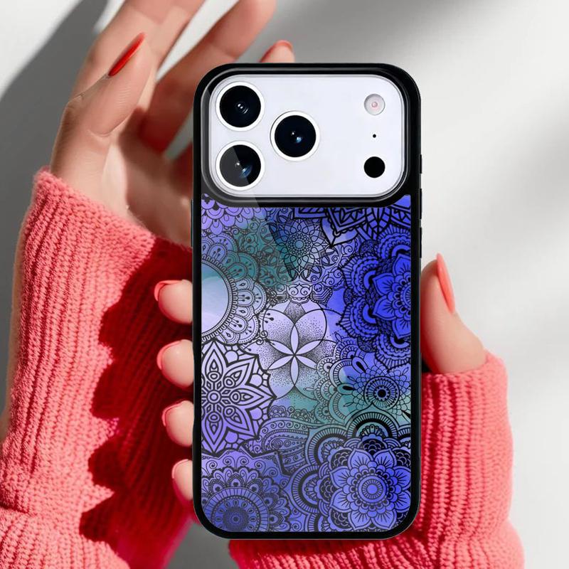 Indian Floral Henna Mandala Phone Case for iPhone 17 16 15 14 13 Pro Max Back Cover for 12 11 Pro Coque