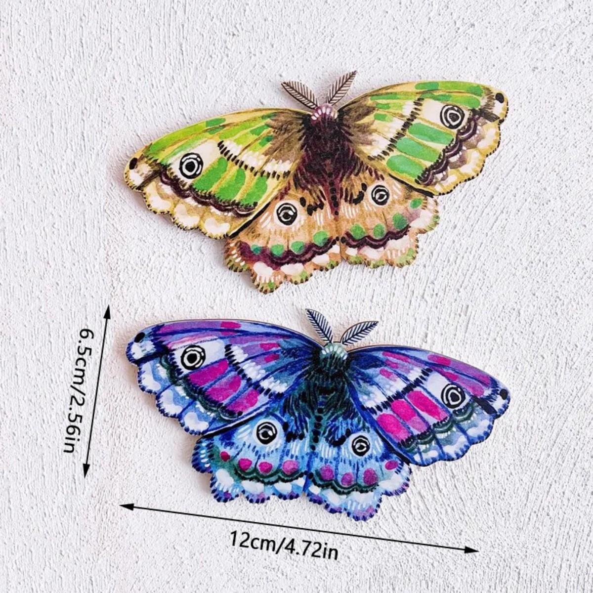 

2 шт. Красочный деревянный настенный декор в виде бабочек - Яркое 3D искусство ручной работы для гостиной, кухни, Легкий в установке набор для украшения дома