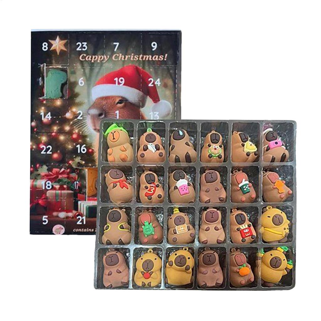 Capybara Advent Calendar Xmas Countdown Calendar Cute Capybara Christmas Ornaments 24pcs 3D Cute Capybara Christmas tree Pendant