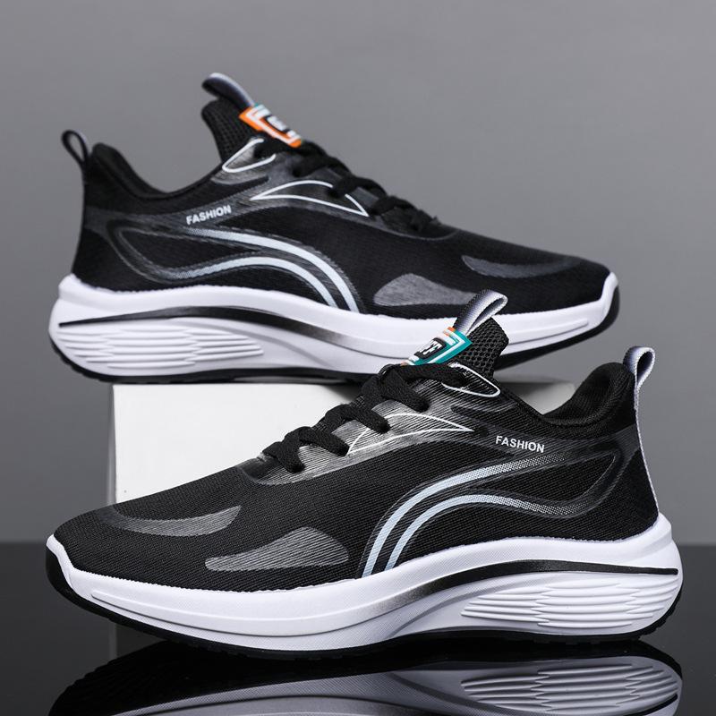 Spring and Autumn Men's Shoes Men's Shoes Mesh Running Shoes Teens Lace-up Thick-soled Comfortable Low-top Sneakers