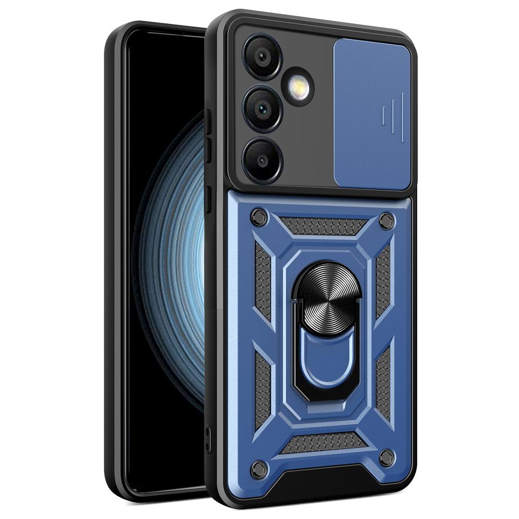 For Samsung Galaxy S24 FE Case PC+TPU Kickstand Phone Cover with Slide Camera Lid