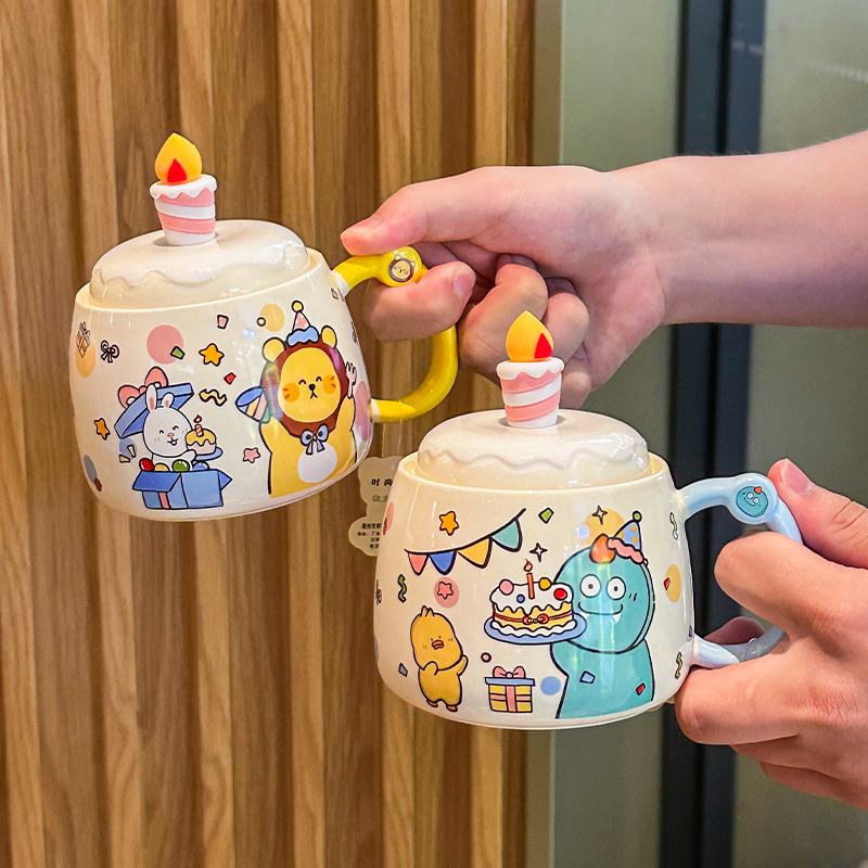 Bilus children's water cup cute ceramic mug souvenir gift for boys and girls birthday gift practical box