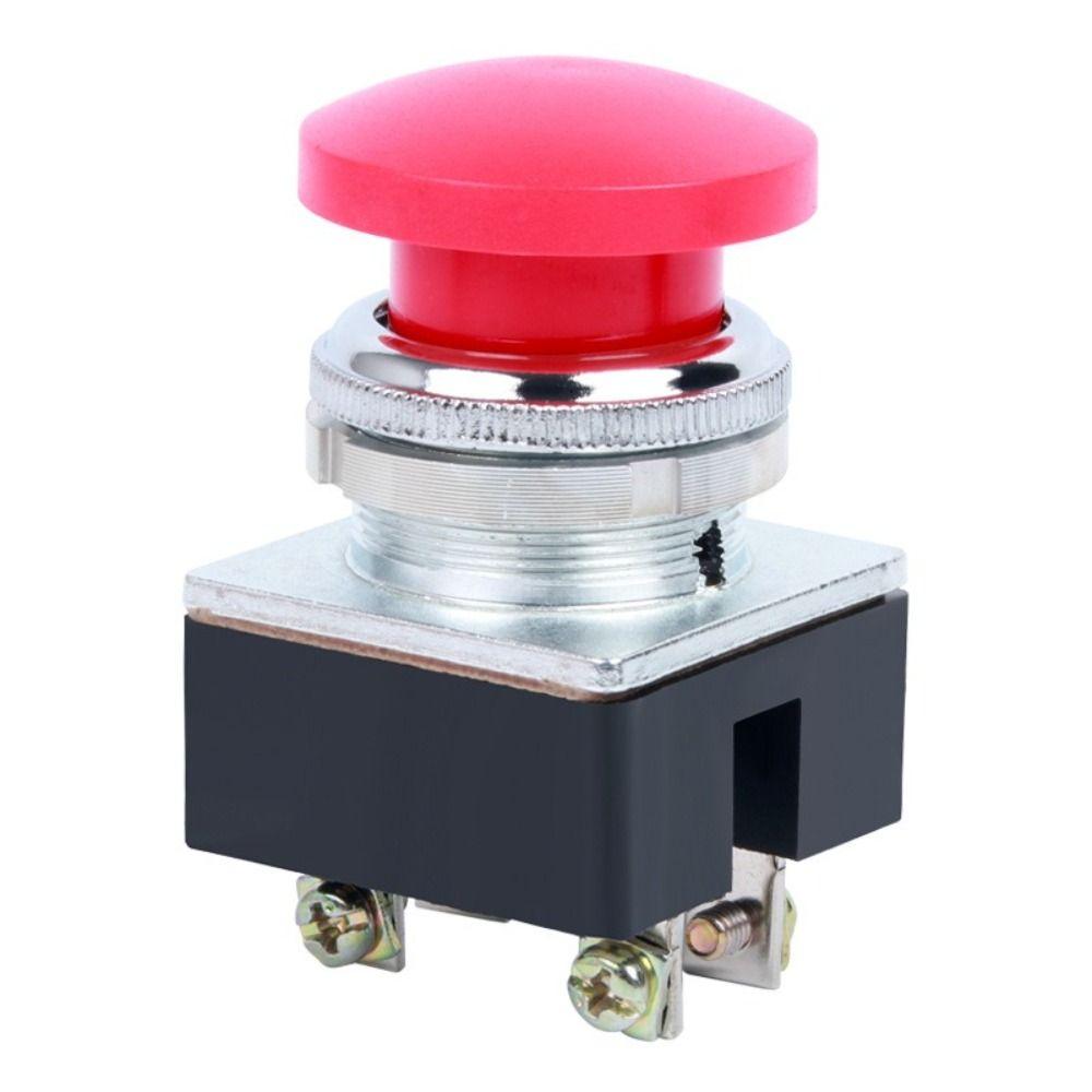 Momentary Control LA2 Push Button Switch Red Green Self-Resetting Opening Mushroom Head Push Button 30mm Mounting Hole 5A 250VAC