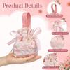 10 Stück kleine florale Geschenktüten, rosa Canvas-Geschenktüten, Mini-Geschenkbeutel mit Kordelzug für Babyparty, Brautparty, Geburtstag, Hochzeit