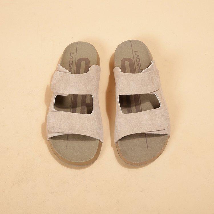 Cowhide Version~ Zhao Zhaoyi's Same Toast Drag Girl 2025 Summer New Thick-bottomed Boken Cool Slippers To Wear Outside