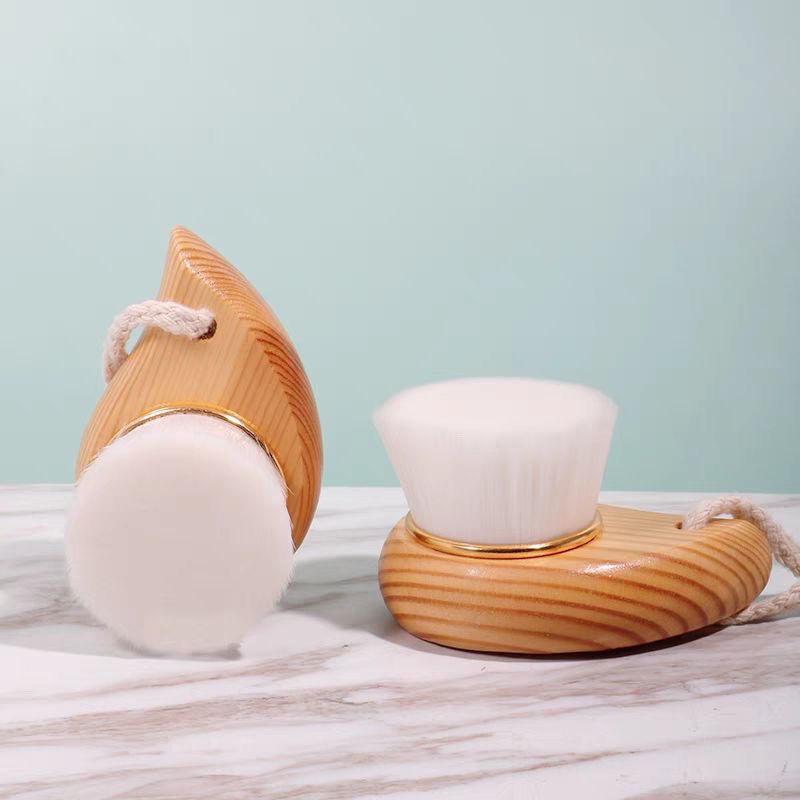 Soft Bristle Face Wash Brush with Wooden Handle – Manual Facial Cleanser & Makeup Remover