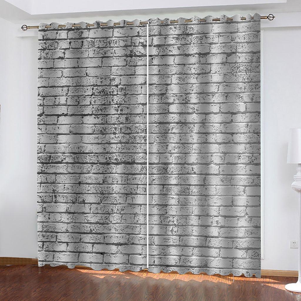 Curtains For The Home 3D Vintage Red Brick Wall Art Shading Bedroom Winodw Curtains Set For Living Room 2 Pieces Free Shiping