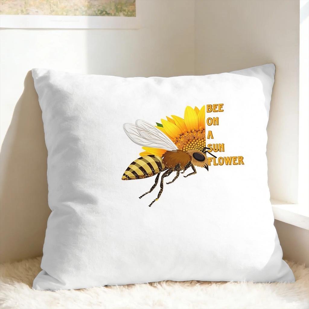 Sunflower Bee Pillow Case Soft Pillow Cover Fashion Cushion Cover For Sofa Home Decor