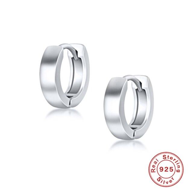 Skutečné stříbrné náušnice 925 pro ženy Minimalistické lesklé kruhové náušnice Kancelářské dámské módní šperky Boucle oreille femme
