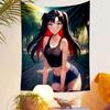 "Anime Girl with Black and Red Hair" Patterned Tapestry Decorative Wall Hanging, Home Bedroom Living Room Decor