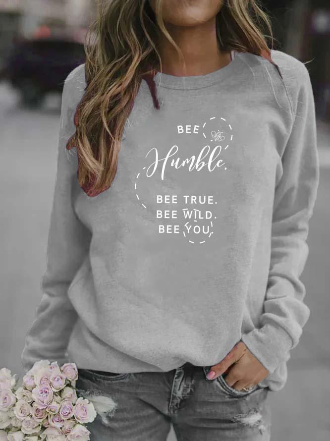 Women's Printed Letter Pattern Round Neck Hoodie